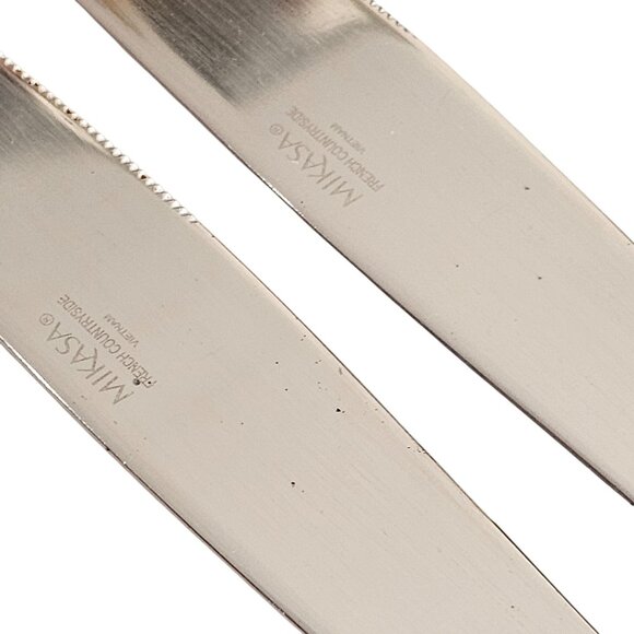 2 Mikasa French Countryside Dinner Knife 9" stainless center ridge glossy - Picture 5 of 8